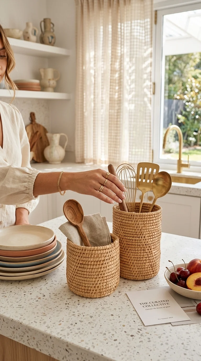 SANDEE - Rattan Utensil Holder