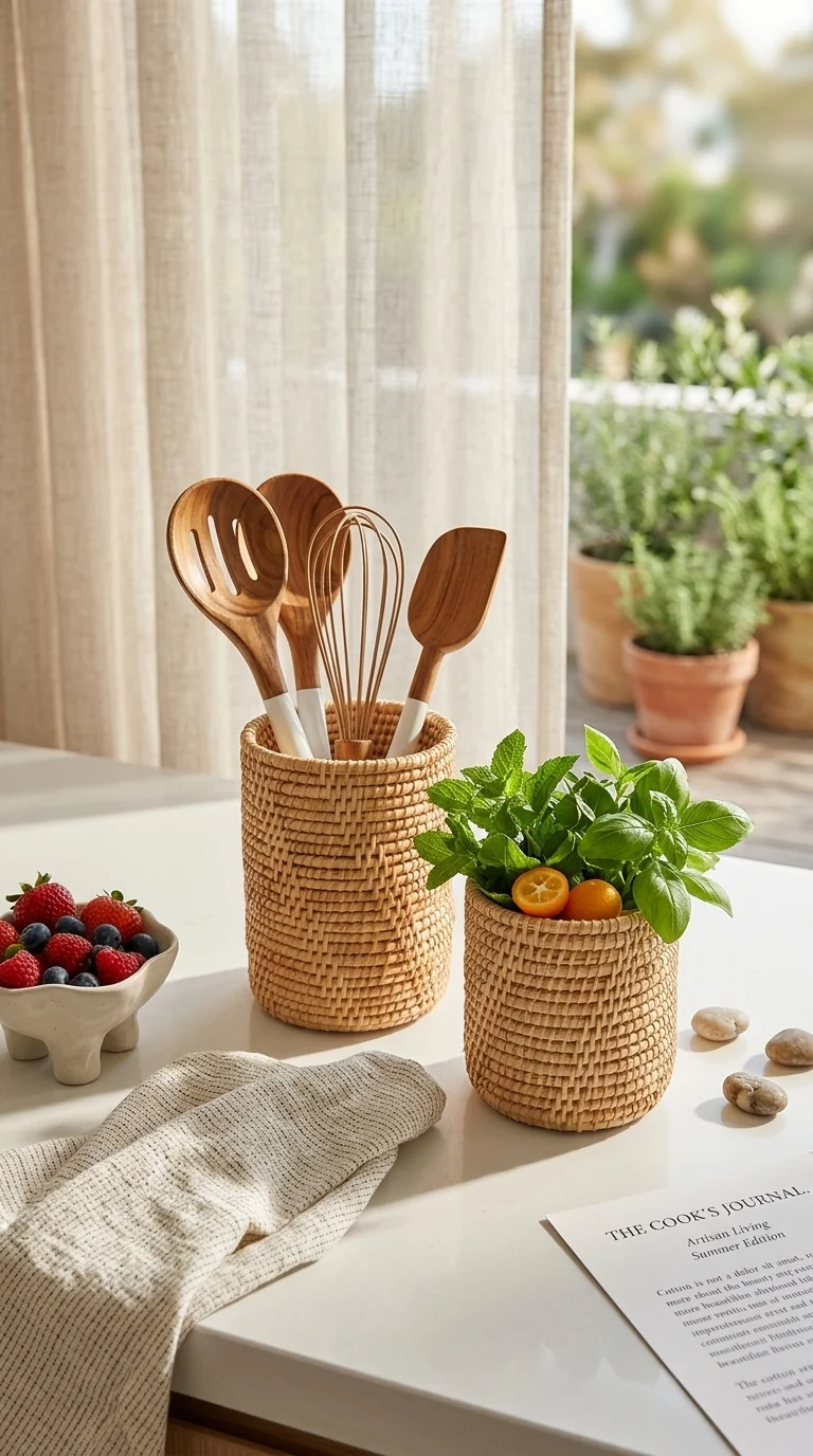 SANDEE - Rattan Utensil Holder