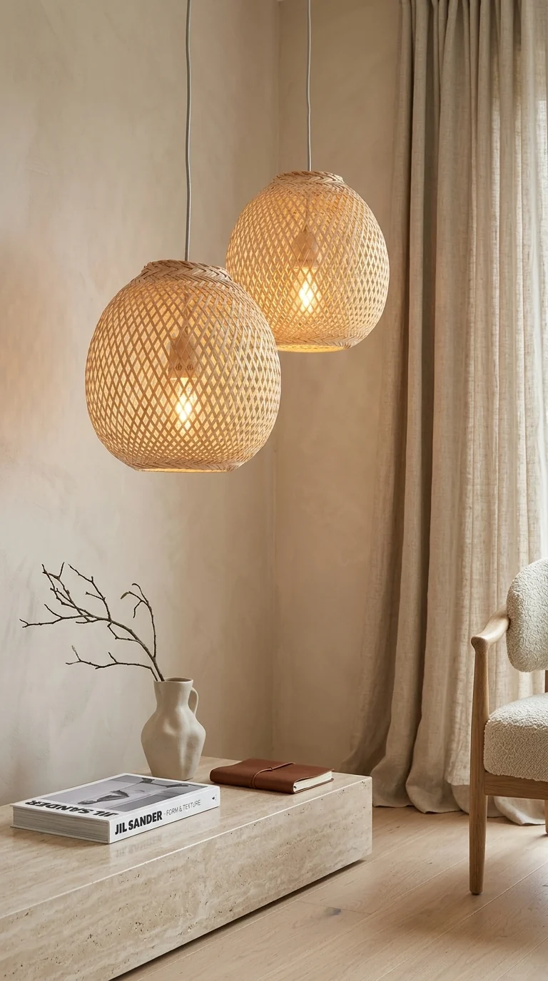 JUNDARA Round Bamboo Pendant Light