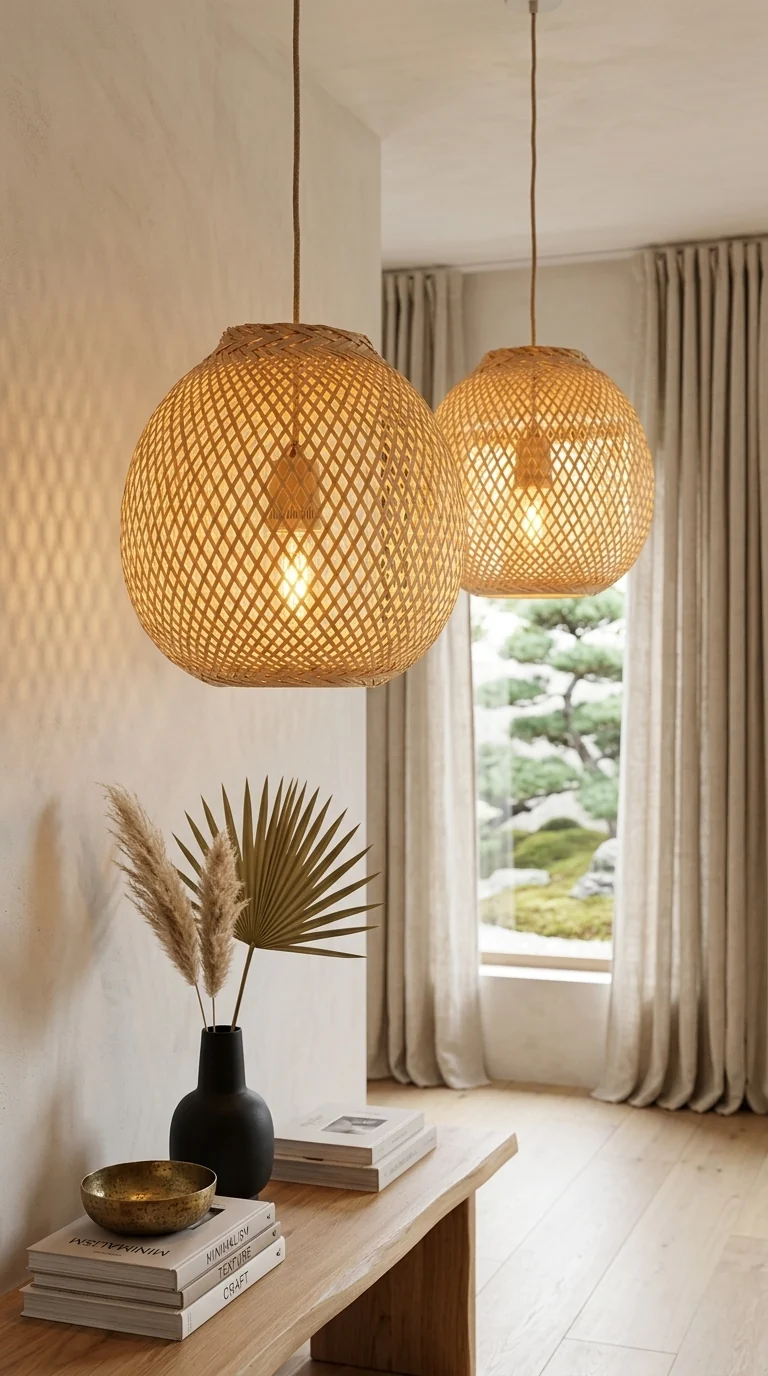 JUNDARA Round Bamboo Pendant Light