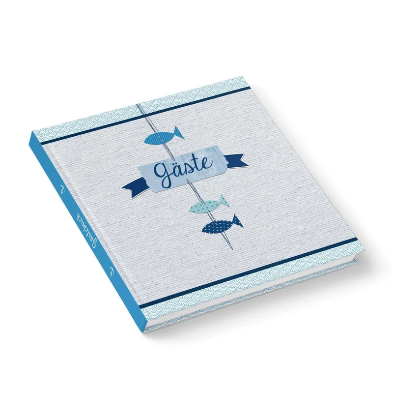 Gästebuch blau weiß im maritimen Stil 21 x 21 cm quadratisch für Taufe Kommunion Firmung