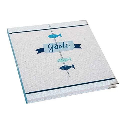 Gästebuch blau weiß im maritimen Stil 21 x 21 cm quadratisch für Taufe Kommunion Firmung