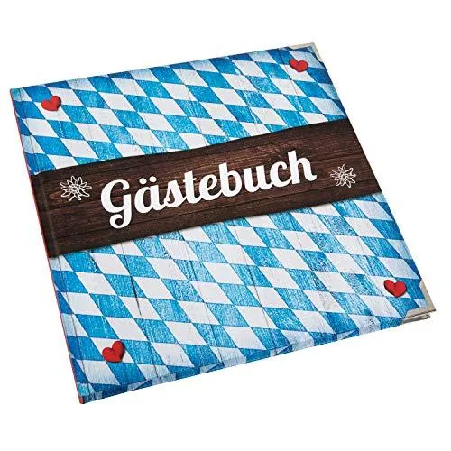 Bayerisches Gästebuch blau weiß mit Rautenmuster 21 x 21 cm leere Seiten