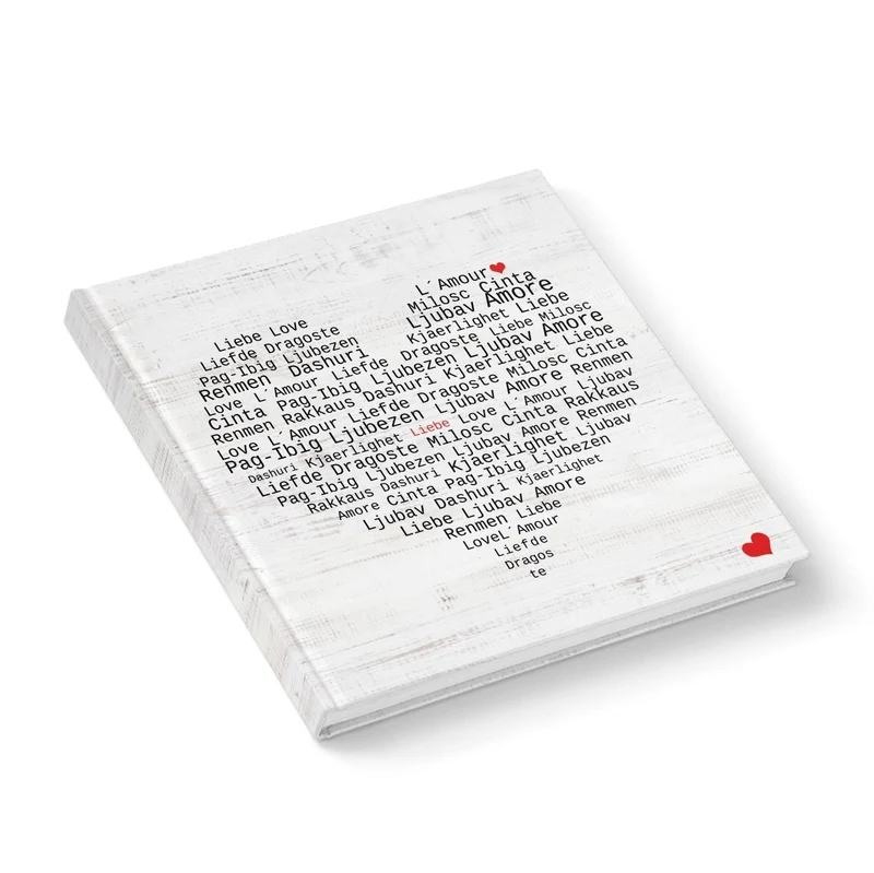 Hochzeitsgästebuch schwarz rot weiß 21 x 21 cm mit Herz - Gästebuch mit leeren Seiten