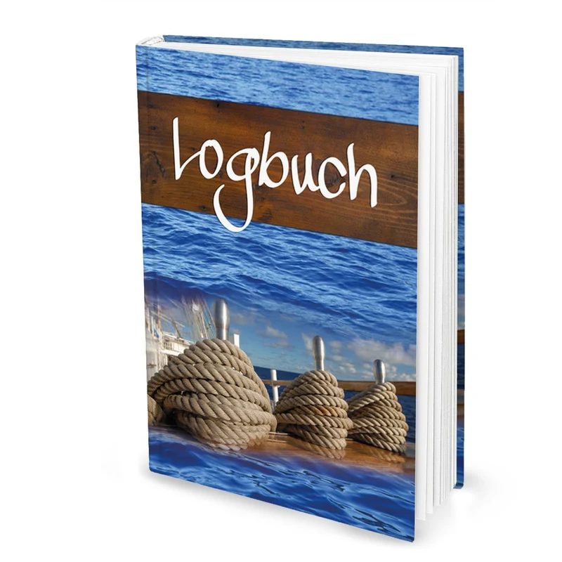 Logbuch Sailing DIN A4 blau braun Hardcover - Yachtlogbuch Schiffstagebuch zum Eintragen
