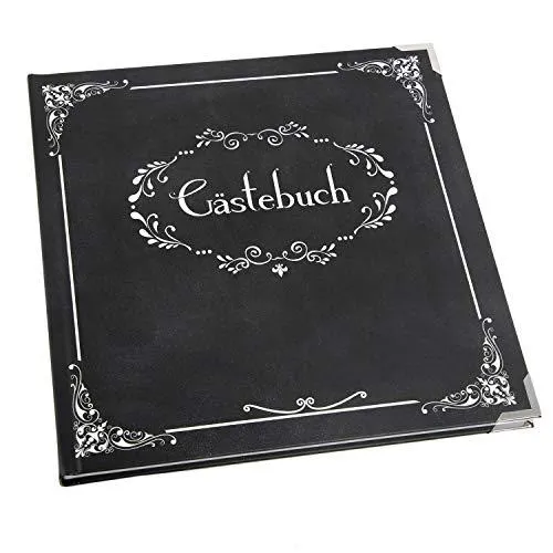 Edel nostalgisch schwarz weißes Gästebuch 21 x 21 cm 164 Seiten Vintage Nostalgie Look - Hochzeitsgästebuch Tafelkreide Look - HARDCOVER - mit jedem Stift beschreibbar!