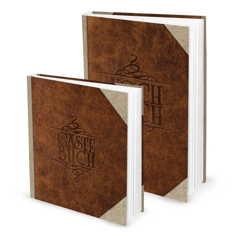 Geschenk-SET LEDER-NOSTALGIE-LOOK 1 XXL Rezeptbuch eigenes Kochbuch + 1 Gästebuch braun Hochzeitsgästebuch Hochzeitsgeschenk Hochzeit Weihnachtsgeschenk Geburtstaggeschenk
