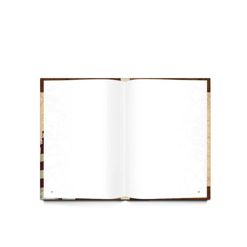Kleines Reisetagebuch DIN A5 rot maritim mit Anker & Leuchtturm - Notizbuch mit leeren Seiten