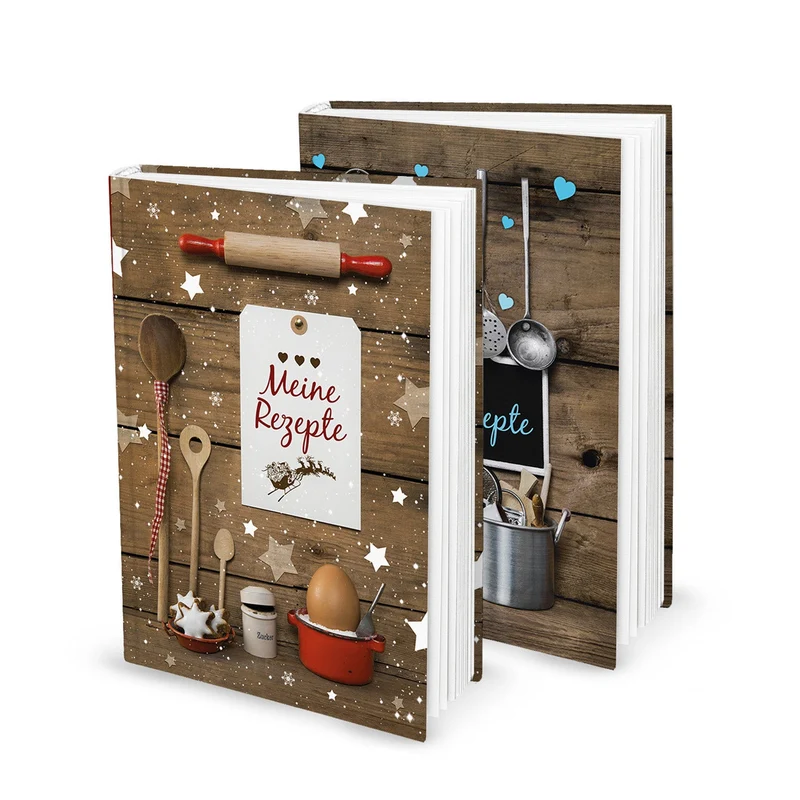 Geschenk-SET zu Weihnachten Geburtstag Hochzeit: 2 x DIN A5 Rezeptbuch Kochbuch Backbuch zum Selberschreiben MEINE REZEPTE sammeln Kochrezepte Backrezepte - Küche Essen gesunde Ernährung
