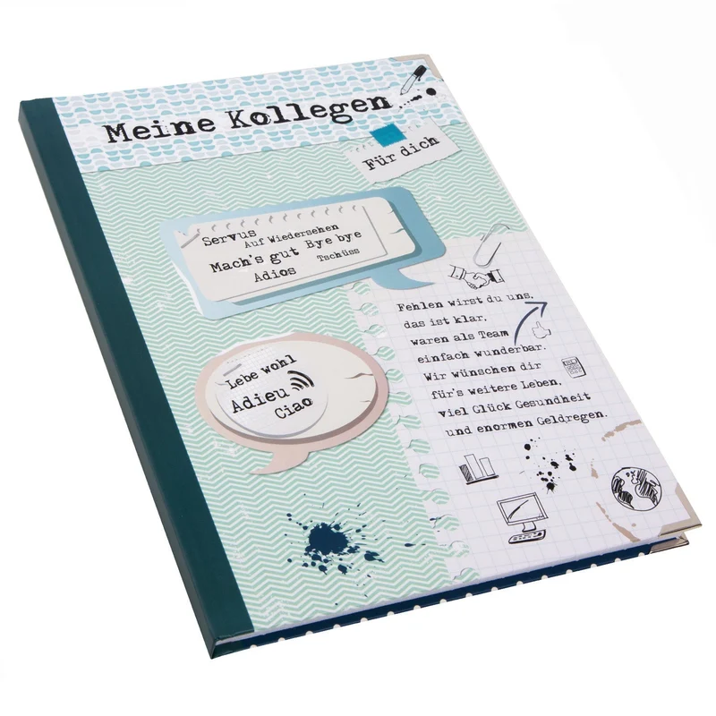Großes XXL Kollegenbuch DIN A4 - blau grün - Geschenkbuch zum Abschied