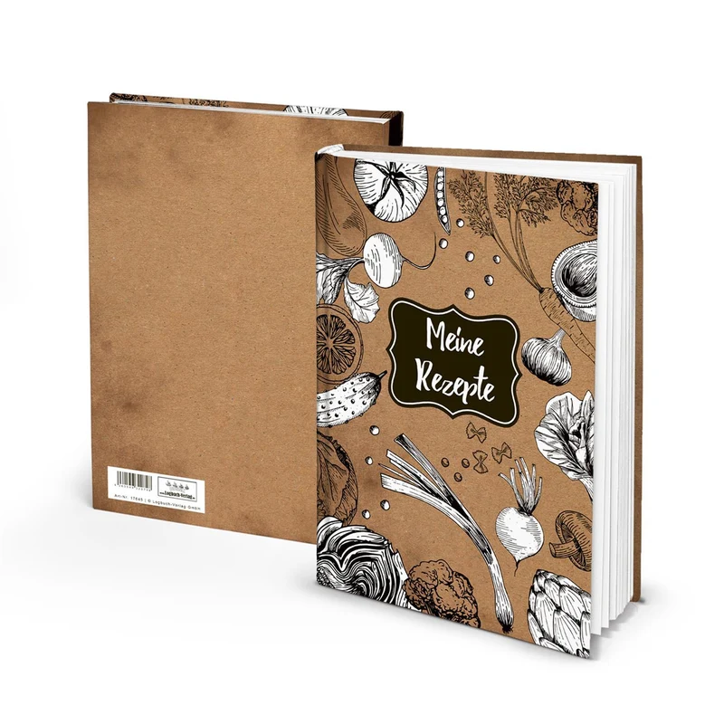 Großes Rezeptbuch braun schwarz weiß mit leeren Seiten DIN A4 - Geschenkbuch Küche