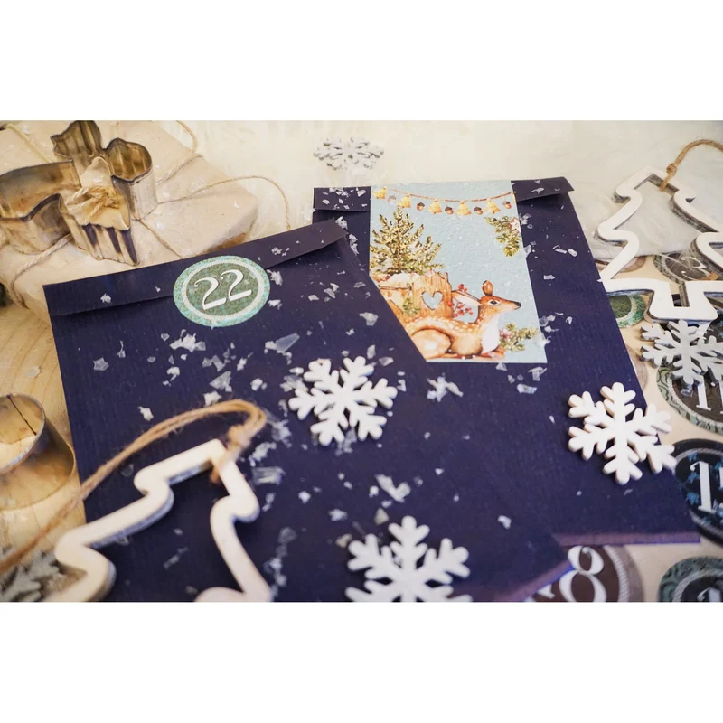 Adventskalenderzahlen Aufkleber rund 4 cm mit Zahlen 1 - 24 - Vintage grün braun