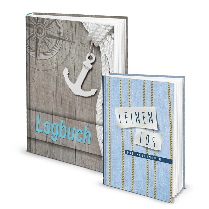 Geschenk-SET Logbuch OCEAN - Yachtlogbuch Schiffstagebuch Buch + Seemeilenbuch Eigner Yacht Segeln Segler Geschenk Segelyacht Motorboot Besitzer SKS-Prüfung Segelkurs Segelschein