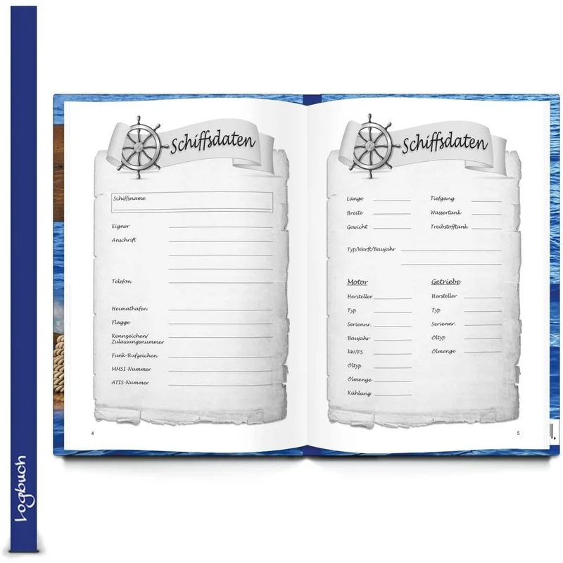 Geschenk-SET Logbuch SAILING - Yachtlogbuch Schiffstagebuch Buch + Seemeilenbuch Eigner Yacht Segeln Segler Geschenk Segelyacht Motorboot Besitzer SKS-Prüfung Segelkurs Segelschein