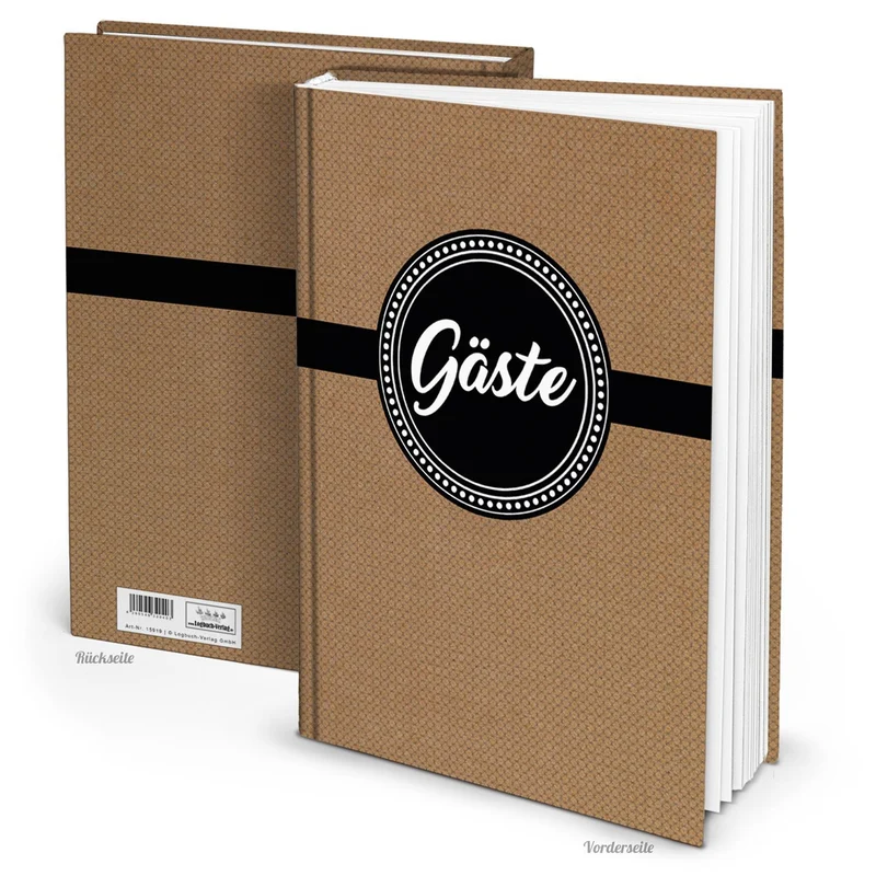 Gästebuch DIN A4 Hardcover braun schwarz weiß - leeres Buch für Hochzeit Ferienwohnung Feier