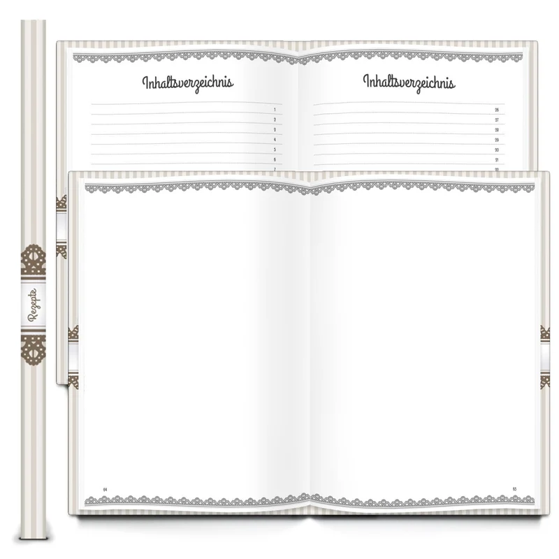 XXL Rezeptbuch zum Selberschreiben grau weiß Besteck DIN A4 - MEINE REZEPTE