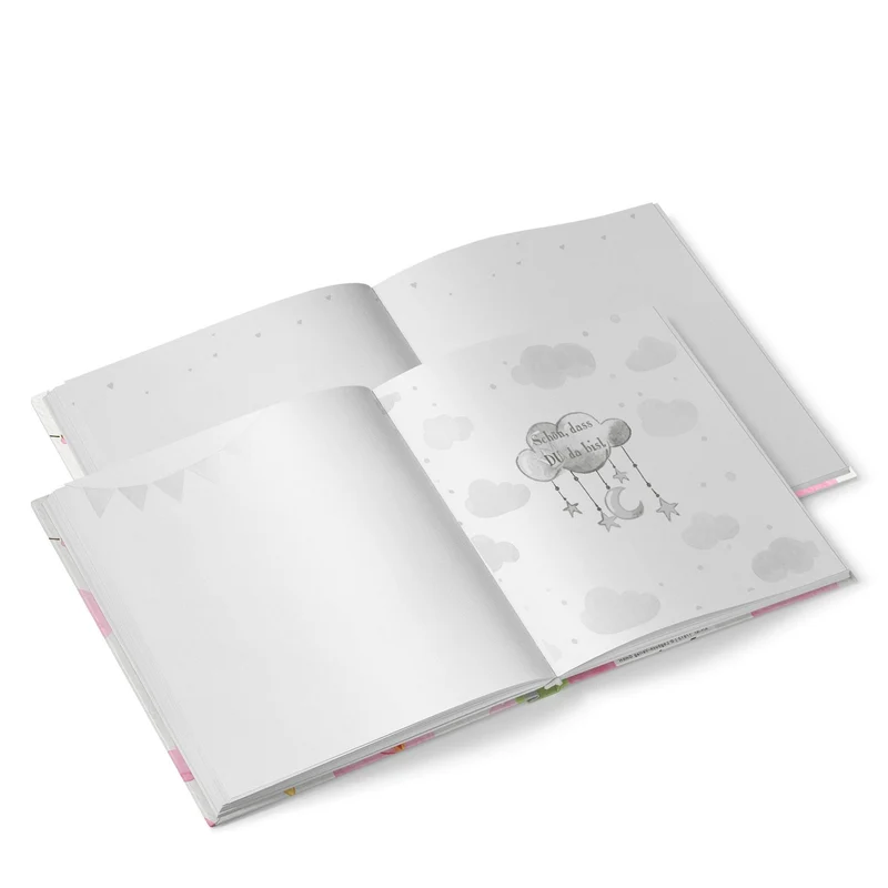 Babytagebuch quadratisch "Schön, dass du da bist" rosa grün - Baby Tagebuch Geschenk Geburt Taufe