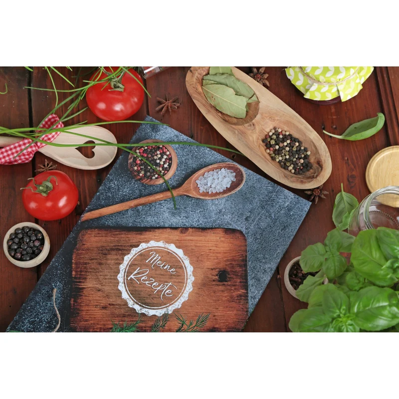 Leeres Rezeptbuch Kochbuch zum Selberschreiben DIN A4 Geschenk Weihnachtsgeschenk - braun schwarz modern