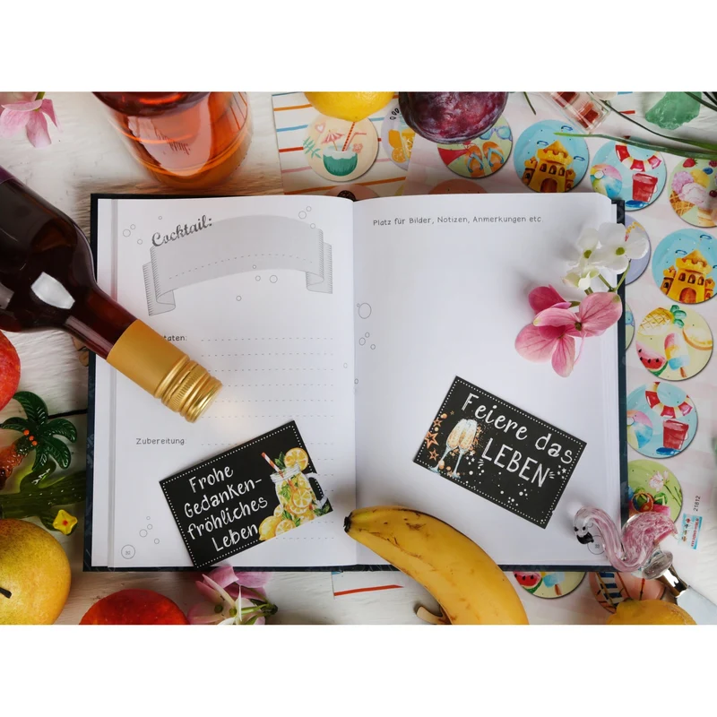 Cocktailbuch zum Selberschreiben - Eintragbuch für Cocktailrezepte DIN A5 - Bar Restaurant