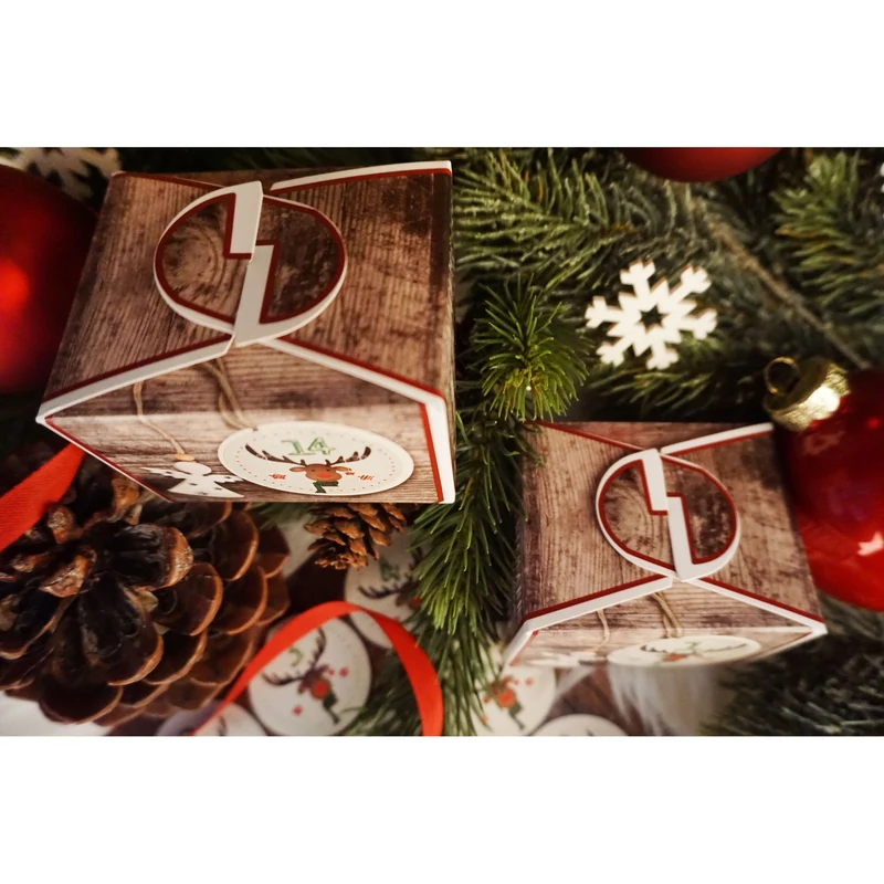 24 Adventskalenderzahlen Aufkleber 1 - 24 mit Rentier beige braun