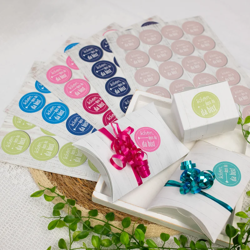 24 Aufkleber blau dunkelblau SCHÖN DASS DU DA BIST 4 cm Geschenkaufkleber Etiketten Sticker - Hochzeit Taufe Kommunion Geburtstag Gastgeschenk give-away Deko Fest Verpackung Mitgebsel