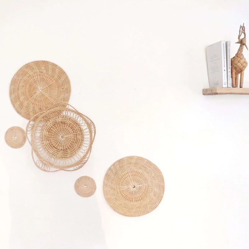 SARANG - Rattan Wall Decor - Handcrafted Natural Rattan (Set of 5)