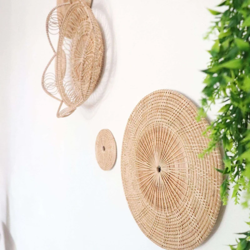 SARANG - Rattan Wall Decor - Handcrafted Natural Rattan (Set of 5)