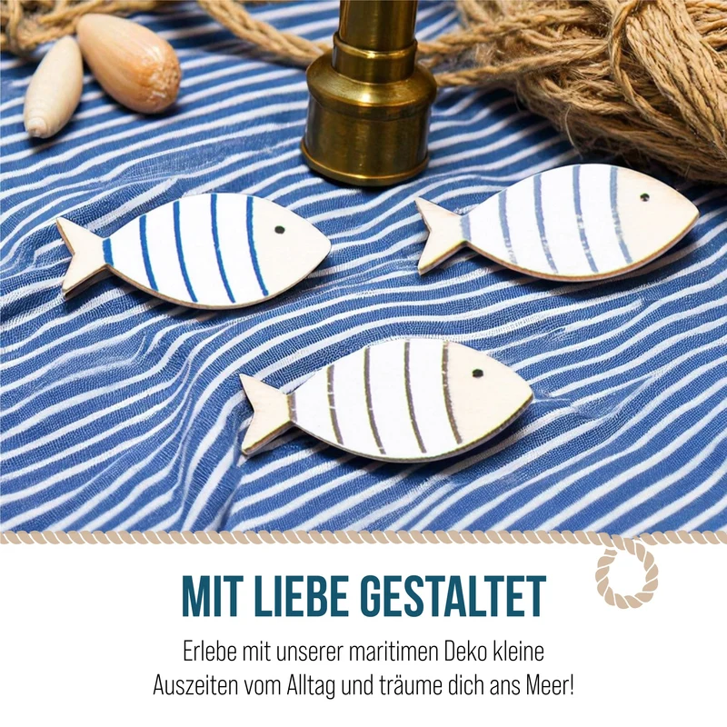 70 Minifische in 4 cm weiß blau natur - zum Streuen an Taufe Kommunion Firmung