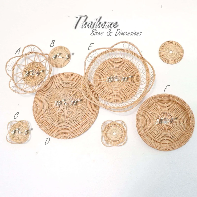 HOM - Rattan Wall Art Décor Hanging (Set of 8)