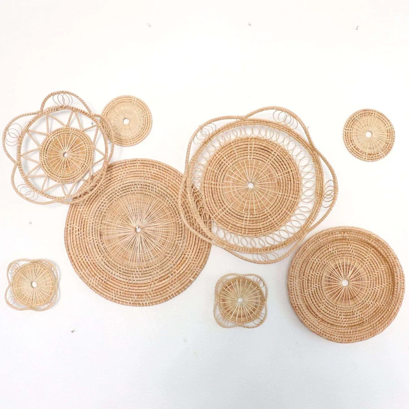 HOM - Rattan Wall Art Décor Hanging (Set of 8)