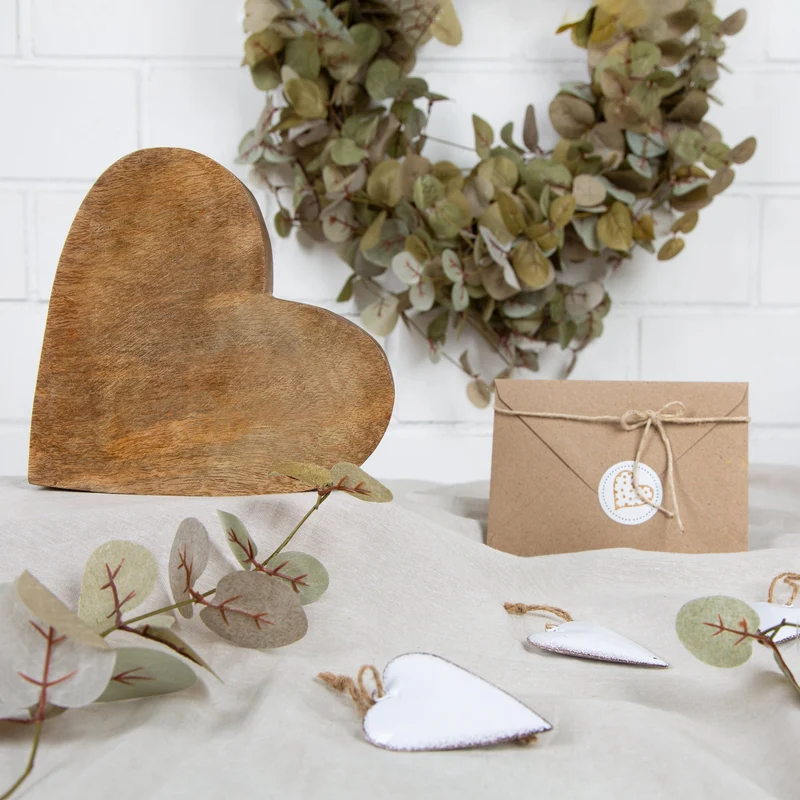 2 braune Holzherzen 20 cm Herz Geschenk Muttertag Hochzeit