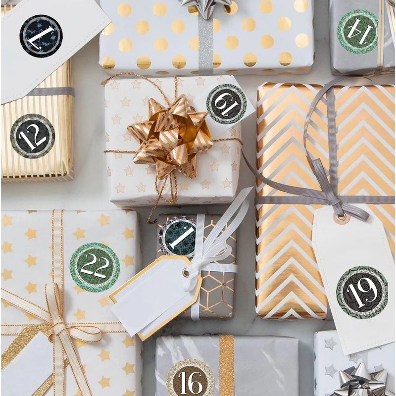 Adventskalenderzahlen Aufkleber Set 5 x 24 Zahlenaufkleber