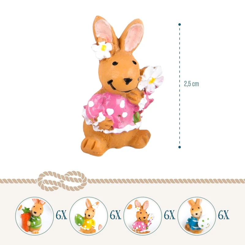 24 kleine bunte Osterhasen - Mini Osterhäschen 2,5 cm als Give-Away