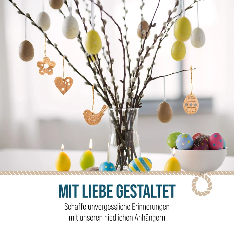 Osteranhänger Set natur braun - 54 Anhänger im Vintage-Look als Osterdeko