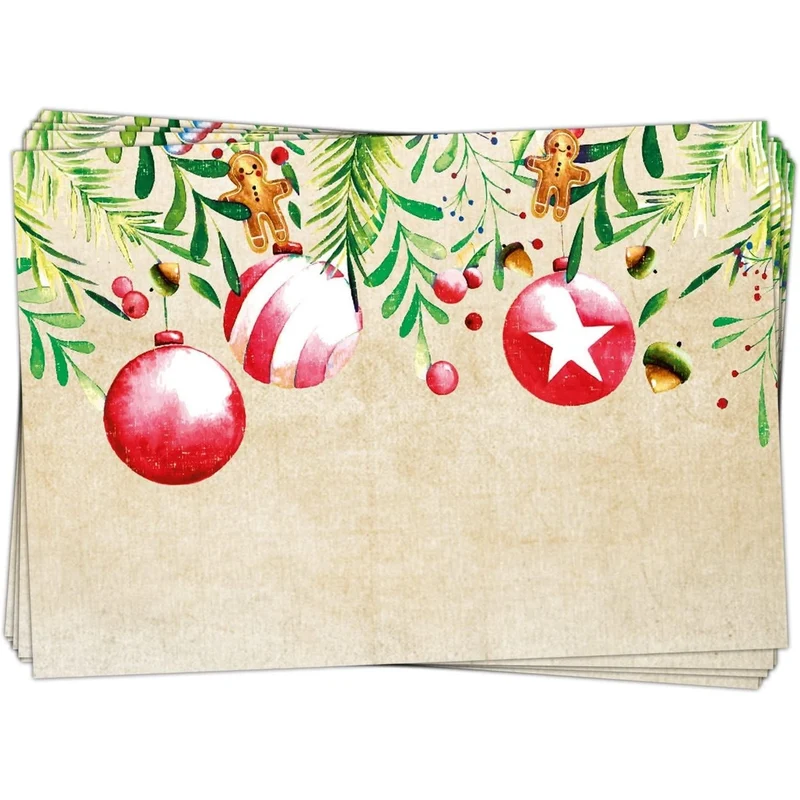 50 Stück Geschenkaufkleber Weihnachten Namensaufkleber Aufkleber Geschenke weihnachtlich ROT GRÜN natur LEBKUCHENMANN 7 x 5 cm Kraftpapier Sticker Namens-Etiketten