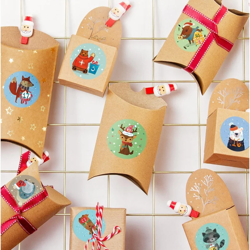 5 x 24 Adventskalenderzahlen Aufkleber Ø 4 cm