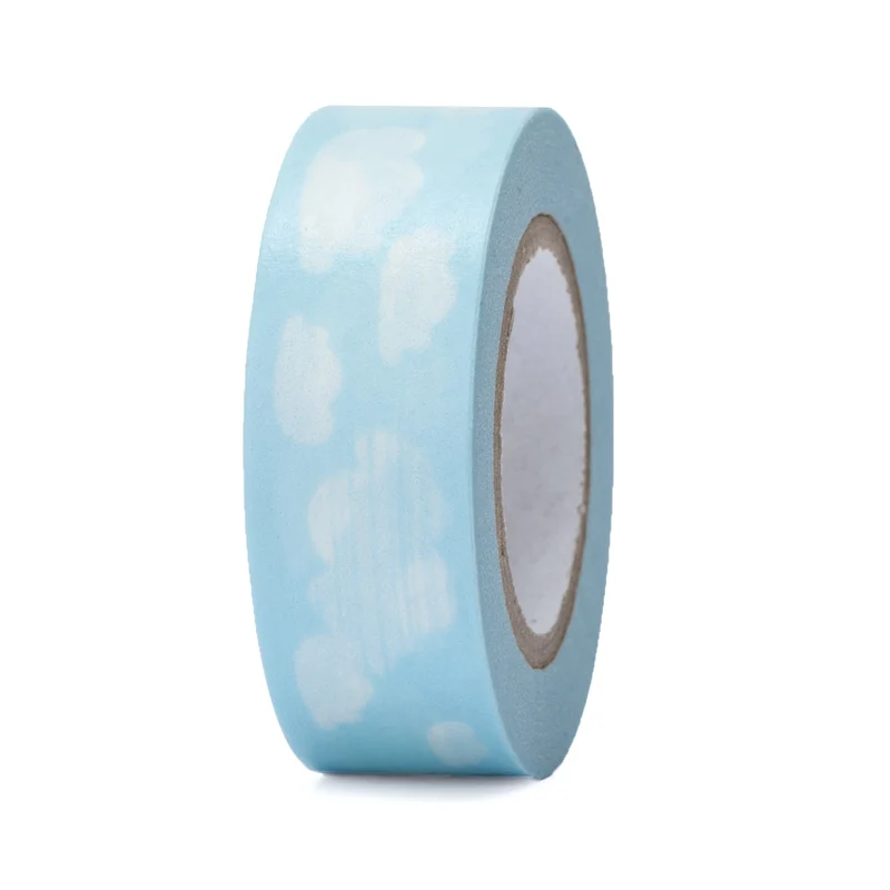 Logbuch-Verlag 1 Rolle Masking-Tape hell-blau weiß WOLKEN Klebe-Band selbstklebend sommerlich 1,5 cm x 10 m washi Band Klebestreifen