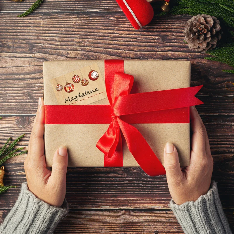 25 kleine Weihnachtsetiketten zum Beschriften - Motiv Lebkuchenmann braun