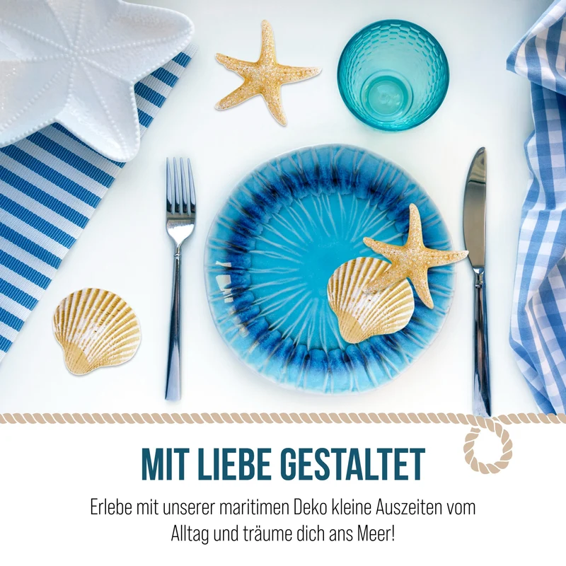 16-teiliges beiges Deko Set mit Muscheln + Seesternen - mit Klebepunkt zum Aufkleben