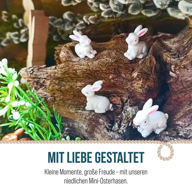 12 mini Osterhasen Figuren weiß pink 3 cm - Tischdeko Ostern