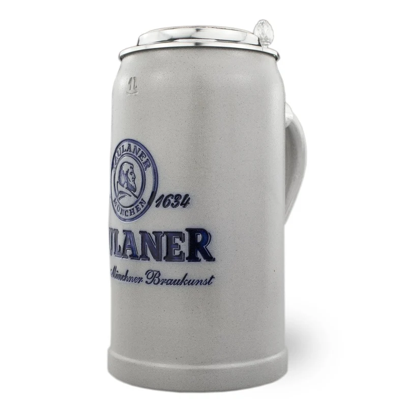 Steinkrug "Paulaner" salzglasiert mit Zinndeckel