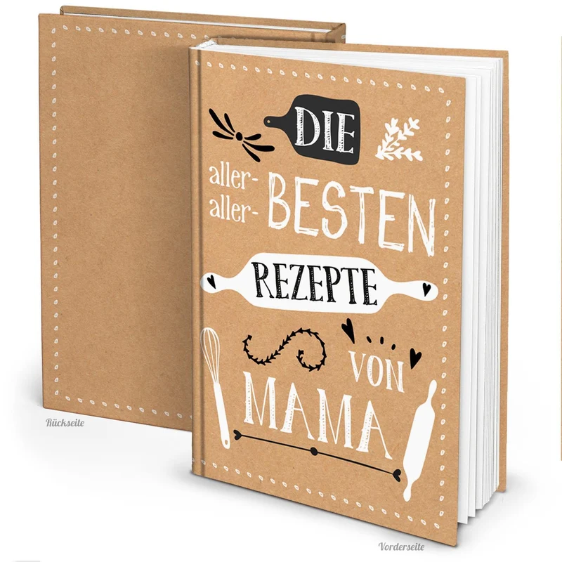 Rezeptbuch REZEPTE VON MAMA - DIN A4 leeres Buch zum Selberschreiben als Geschenk für Kinder - Familienrezepte