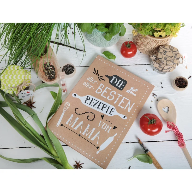 Rezeptbuch REZEPTE VON MAMA - DIN A4 leeres Buch zum Selberschreiben als Geschenk für Kinder - Familienrezepte
