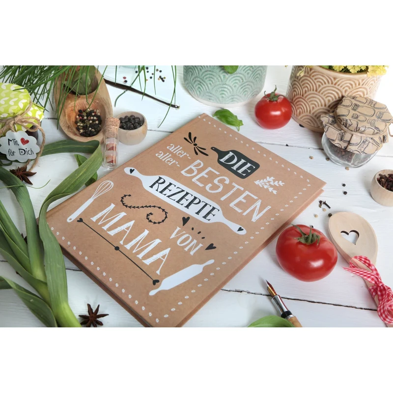 Rezeptbuch REZEPTE VON MAMA - DIN A4 leeres Buch zum Selberschreiben als Geschenk für Kinder - Familienrezepte