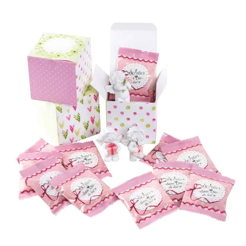 Logbuch-Verlag 3 Gastgeschenk Geschenkboxen Faltschachtel + Engel + Gummibärchen Give-Away Mitgebsel Geschenk Taufe Kommunion Firmung Kindergeburtstag