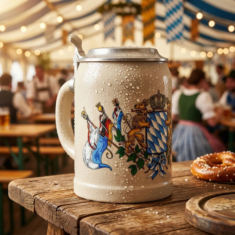 Steinkrug Bayern 0,5 l mit Zinndeckel