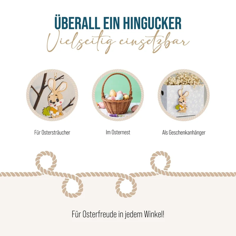 5 Osterhasen aus Holz 9 cm natur braun - kleines Ostergeschenk
