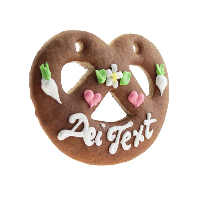 Lebkuchen-Herz in Brezenform mit Wunschtext