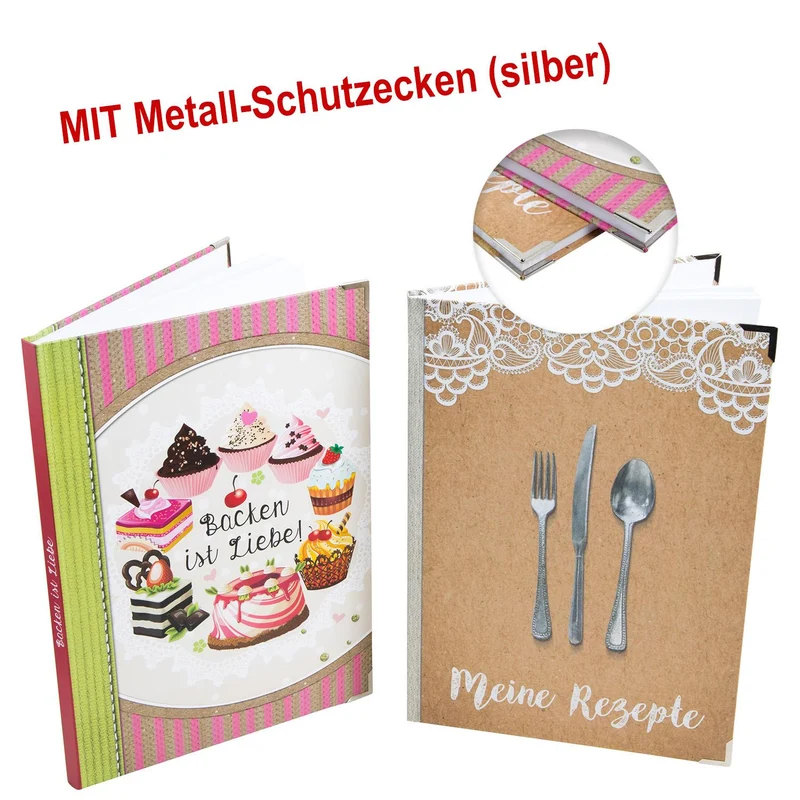Logbuch-Verlag DIY Kochbuch + Backbuch SET DIN A4 - große XXL Rezeptbücher zum Selberschreiben für Kochrezepte + Backrezepte - Geschenkset