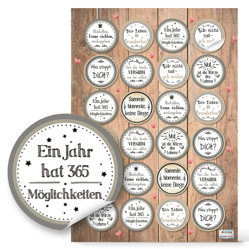 Buntes Aufkleber Set - 120 Sticker Sprüche + Blumen + Blankoaufkleber zum Beschriften